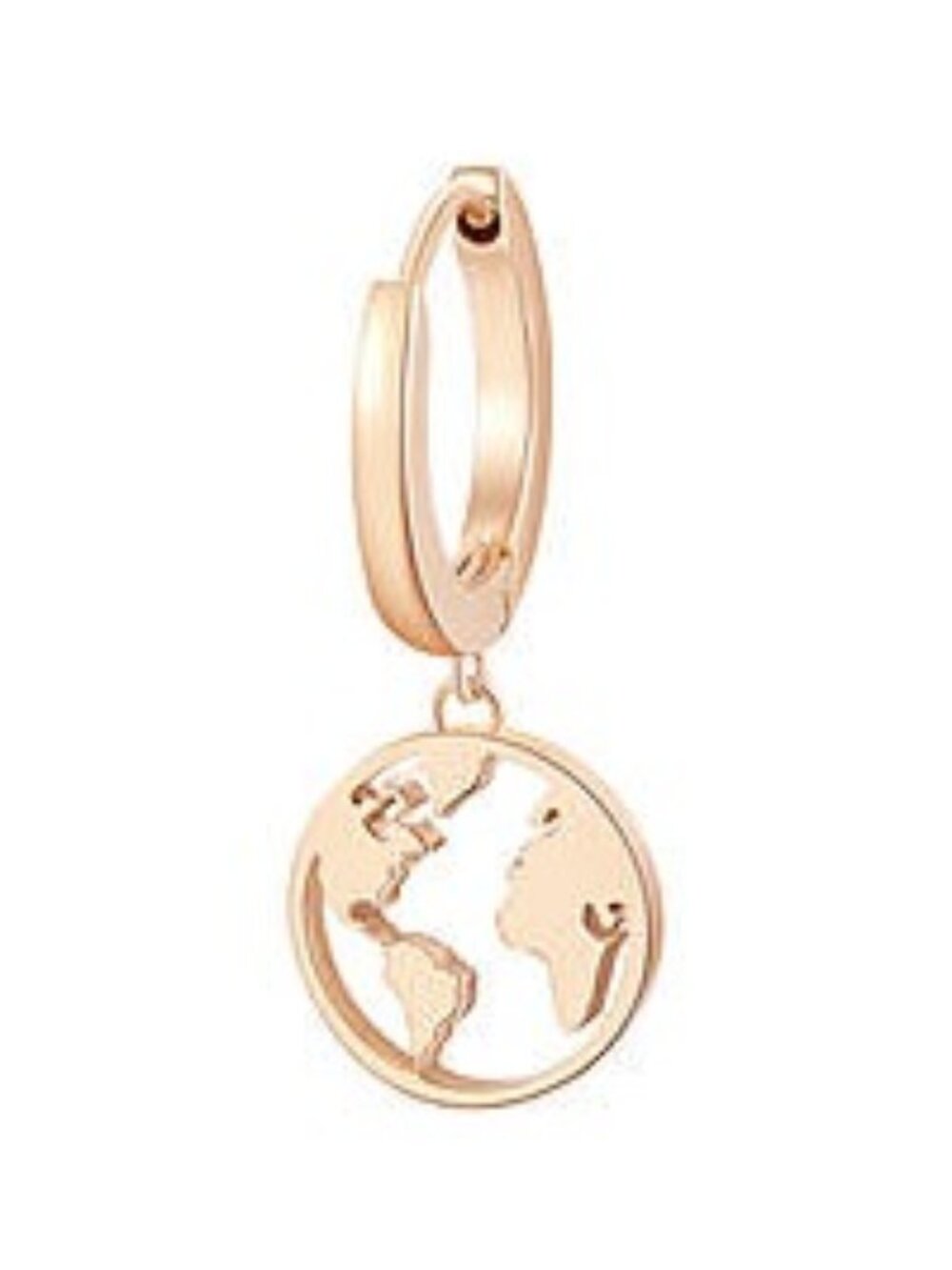 Gold-Tone Earth Globe Charm Hoop Earring Brosway